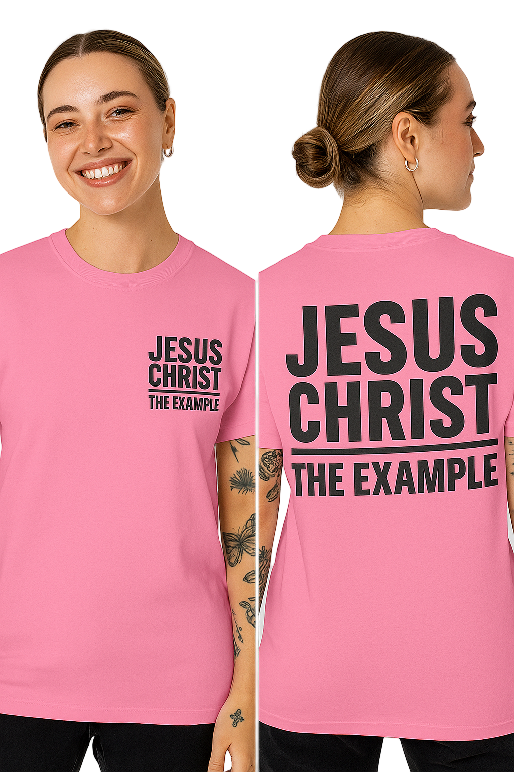 JESUS CHRIST, THE EXAMPLE | Azalea Pink T-Shirt (Black Print)