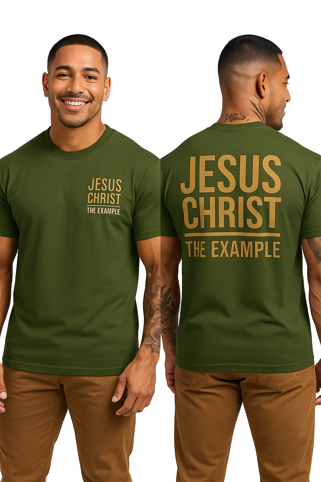 JESUS CHRIST, THE EXAMPLE | Military Green T-Shirt (Khaki Print)