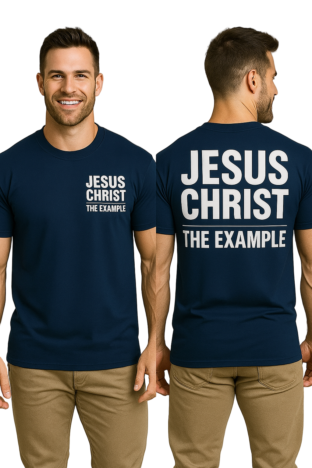 JESUS CHRIST, THE EXAMPLE | Navy Blue T-Shirt (White Print)