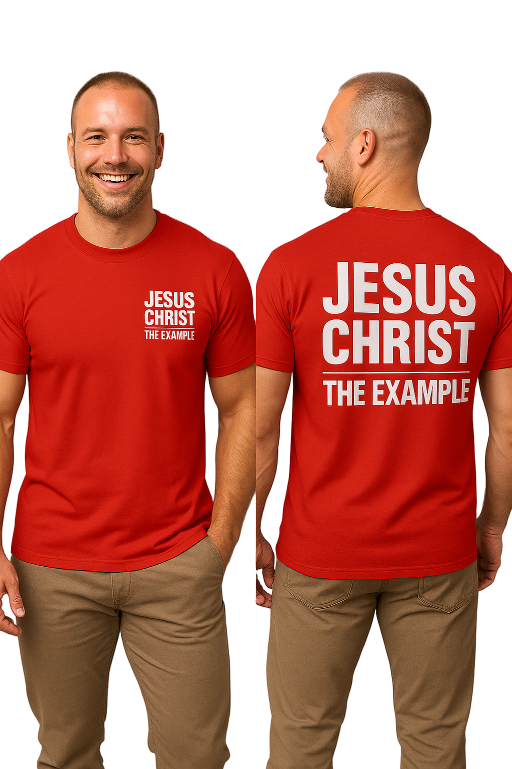 JESUS CHRIST,THE EXAMPLE | Red T-Shirt (White Print)