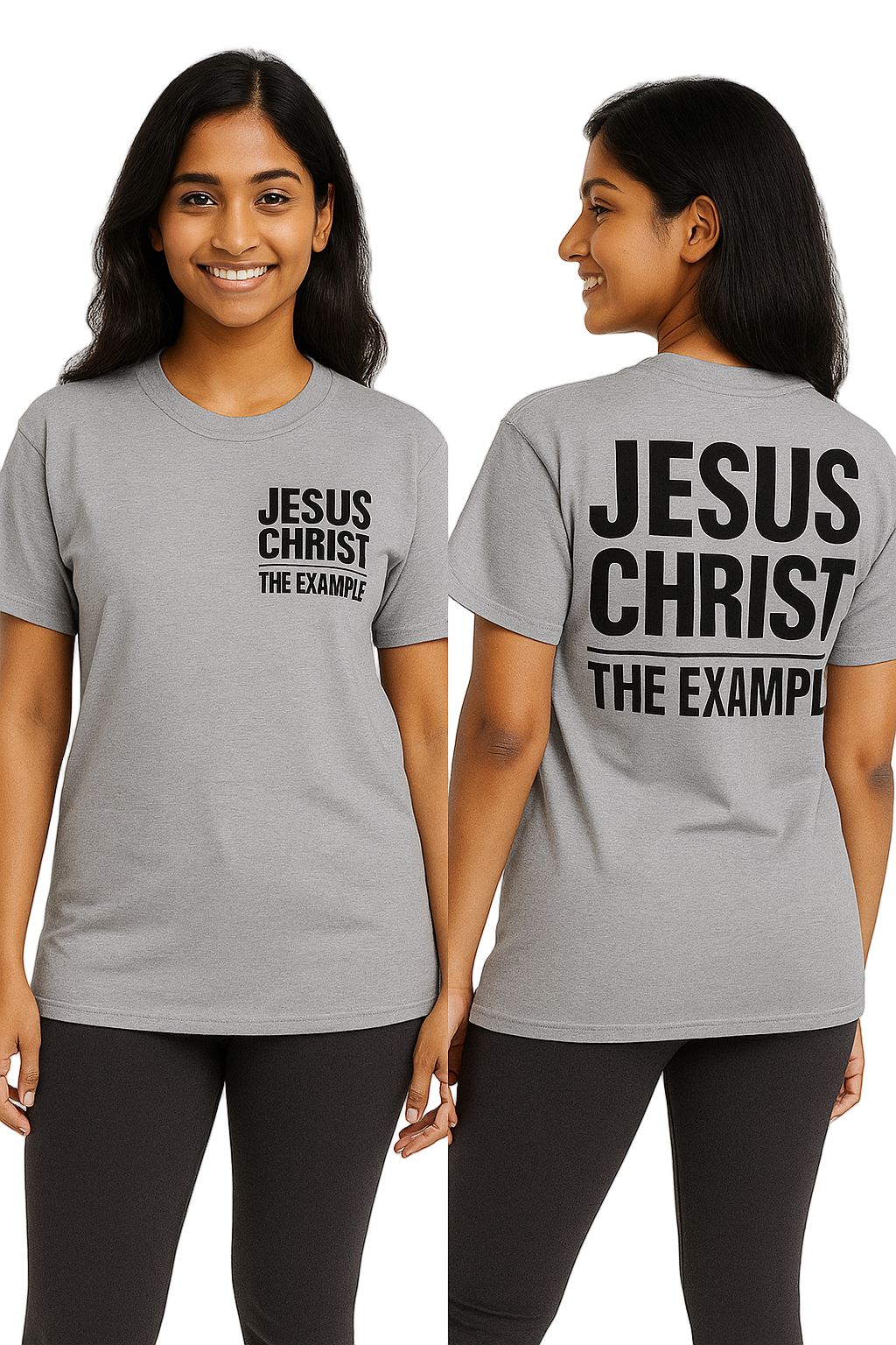 JESUS CHRIST, THE EXAMPLE | Sports Grey T-Shirt (Black Print)