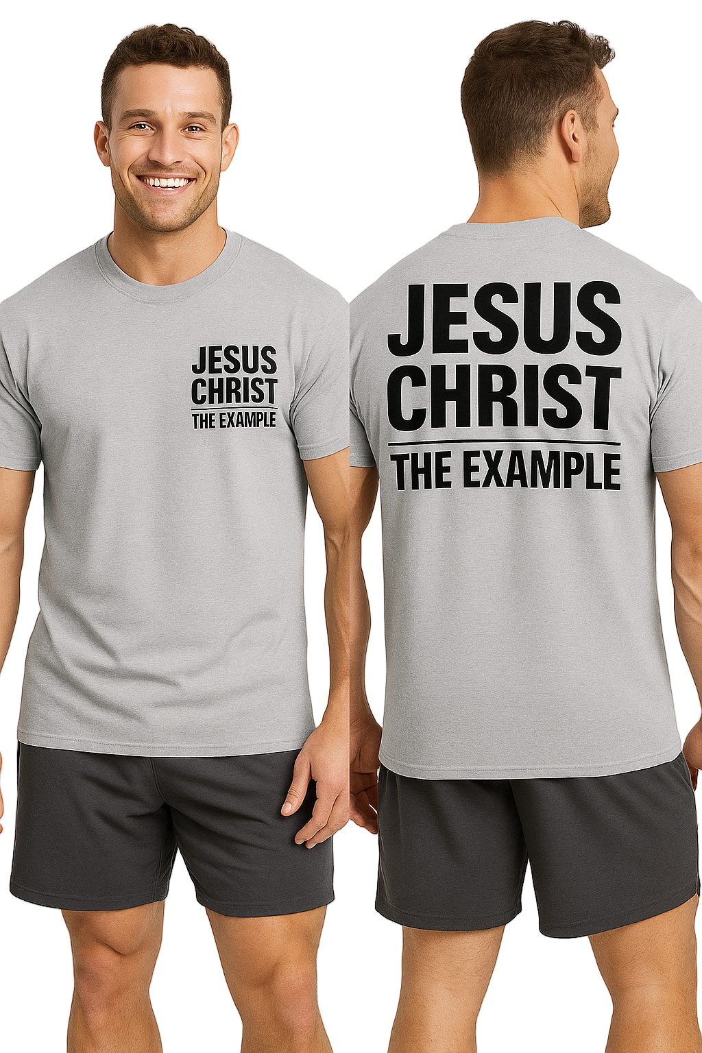 JESUS CHRIST, THE EXAMPLE | Sports Grey T-Shirt (Black Print)