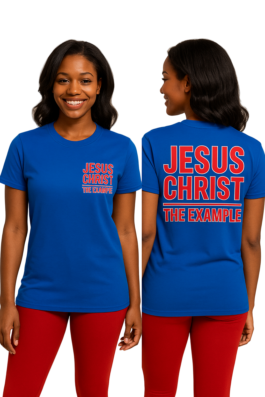 JESUS CHRIST, THE EXAMPLE | Royal Blue T-Shirt (Red Print)