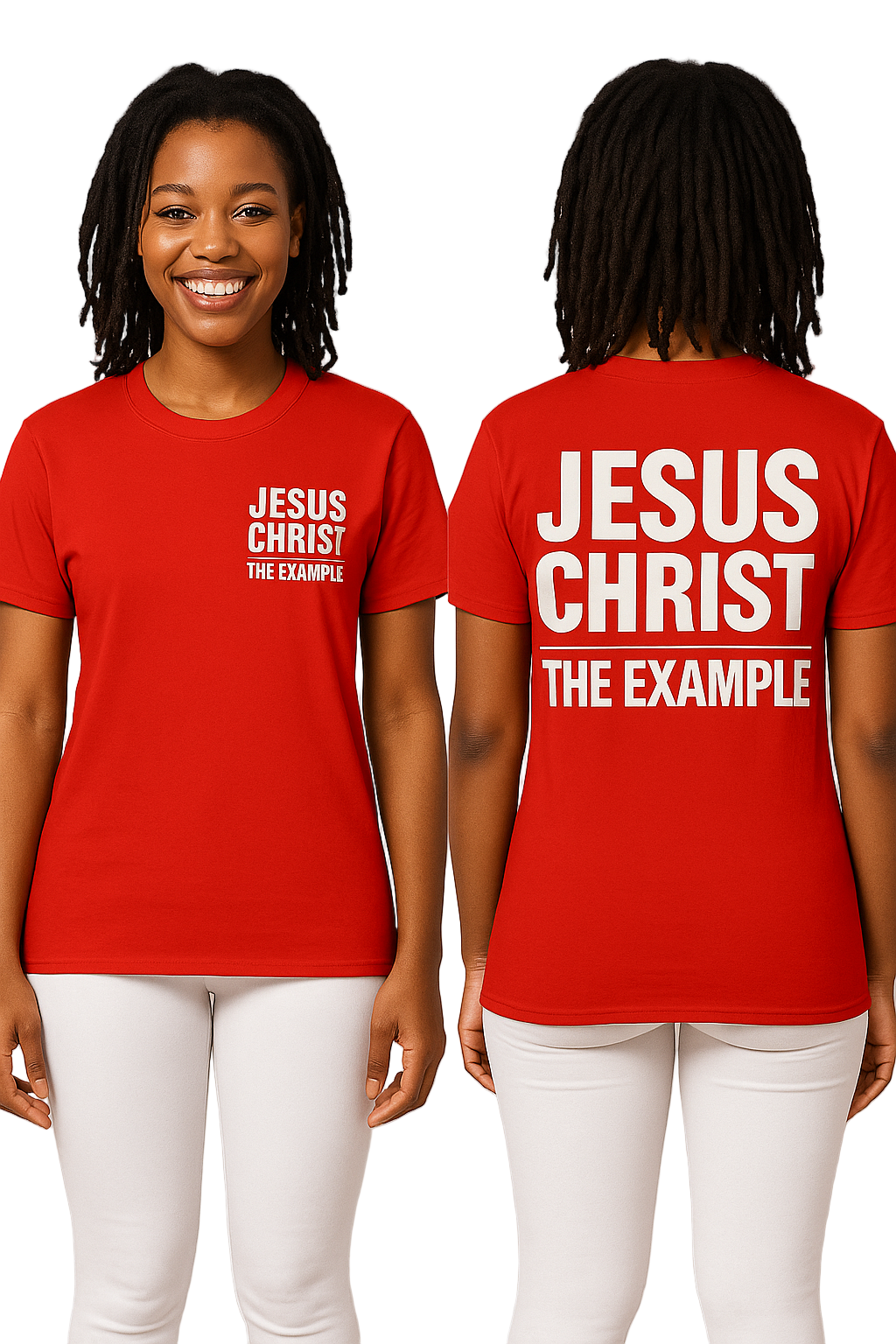 JESUS CHRIST,THE EXAMPLE | Red T-Shirt (White Print)